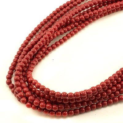 3mm Czech Pearl Dark Red Coral 150 pcs