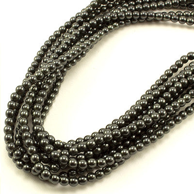 3mm Czech Pearl Charcoal 150 pcs - Beads Gone Wild
