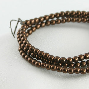 2mm Czech Pearl Brown Satin 150 pcs - Beads Gone Wild
