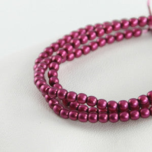 2mm Czech Pearl Dk Rose Satin 150 pcs - Beads Gone Wild
