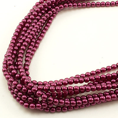 3mm Czech Pearl Dark Magenta 150 pcs - Beads Gone Wild
