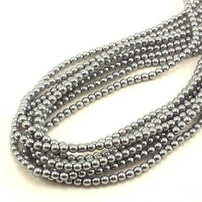 3mm Czech Pearl Lt Grey 150 pcs - Beads Gone Wild
