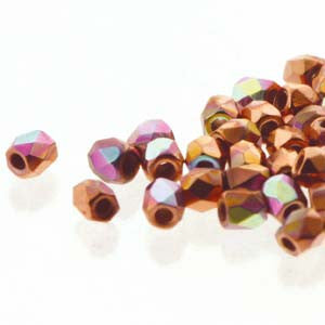 2mm Fire Polish Crystal Copper Plt AB 150 beads - Beads Gone Wild
