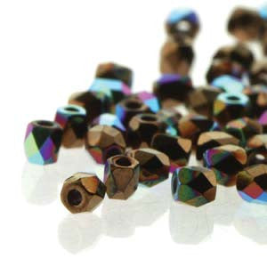 2mm Fire Polish Jet Bronze AB 150 beads - Beads Gone Wild
