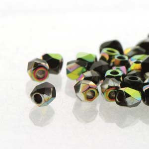 2mm Fire Polish Jet Vitrail 150 beads - Beads Gone Wild
