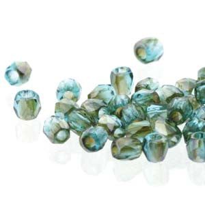 2mm Fire Polish Aqua Celsian 150 beads - Beads Gone Wild
