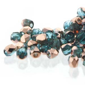 2mm Fire Polish Aqua Capri Gold 150 beads - Beads Gone Wild
