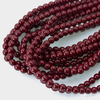 4mm Czech Pearl Cranberry 120 pcs - Beads Gone Wild
