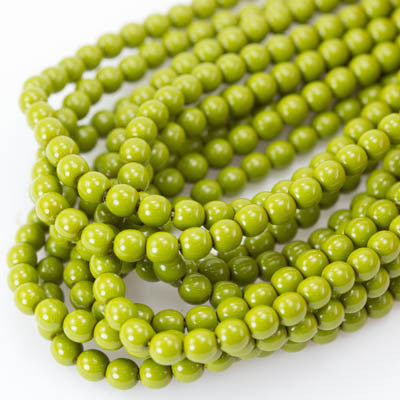 4mm Czech Pearl Pea Green 120 pcs - Beads Gone Wild
