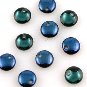 Lentil Beads 6mm Teal Blue Iris 50pcs - Beads Gone Wild
