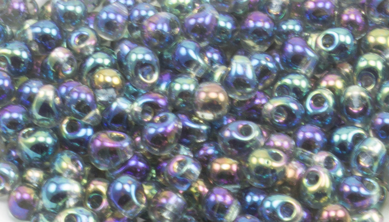 Tiny Drops Miyuki 3" Transparent Light Gray AB 3.4mm - Beads Gone Wild
