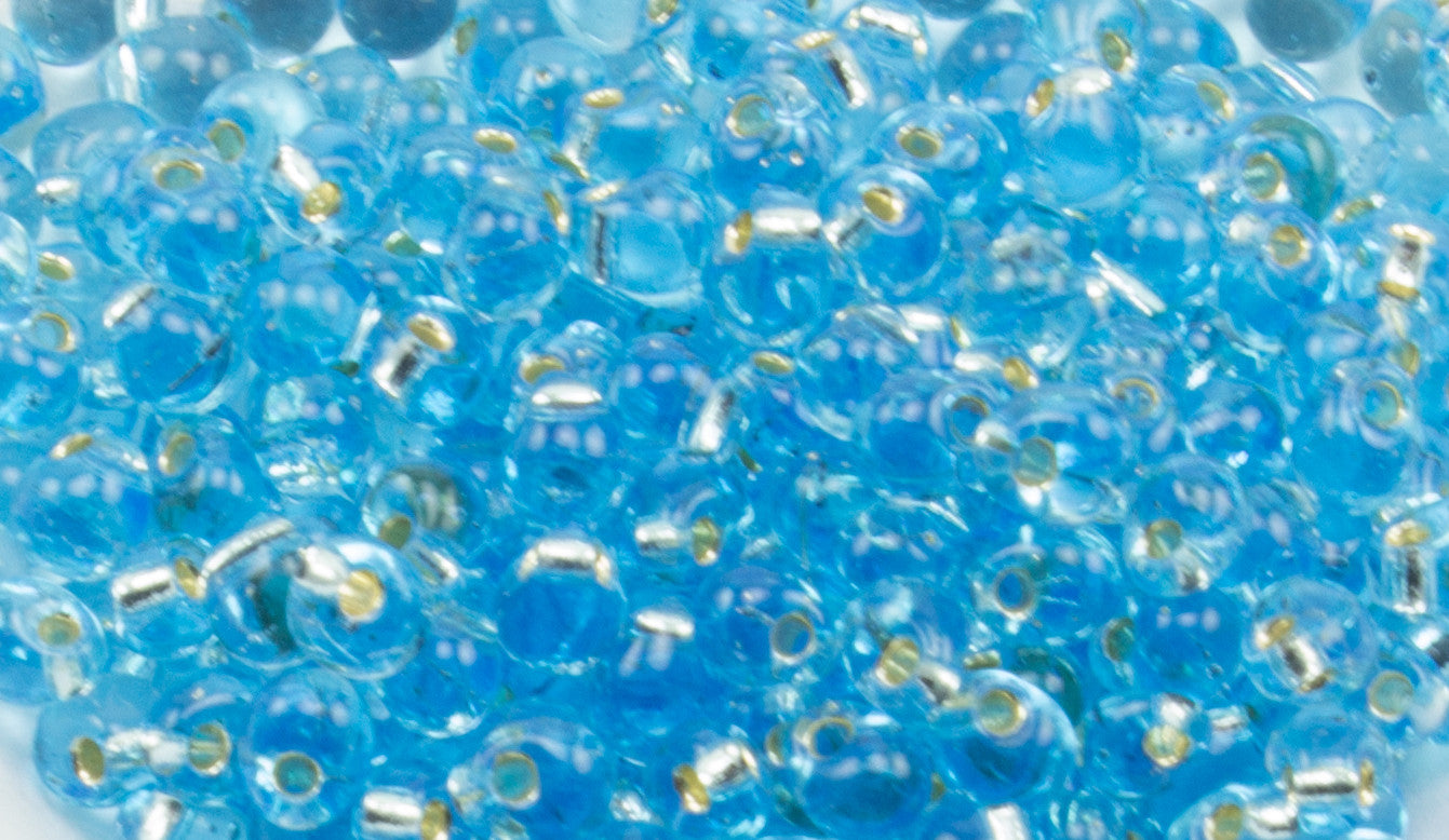 Tiny Drops Miyuki 3" Silver Lined Aqua 3.4mm - Beads Gone Wild
