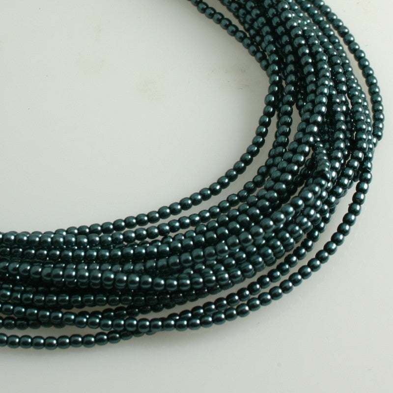 2mm Czech Pearl Dk Cyan 150 pcs - Beads Gone Wild
