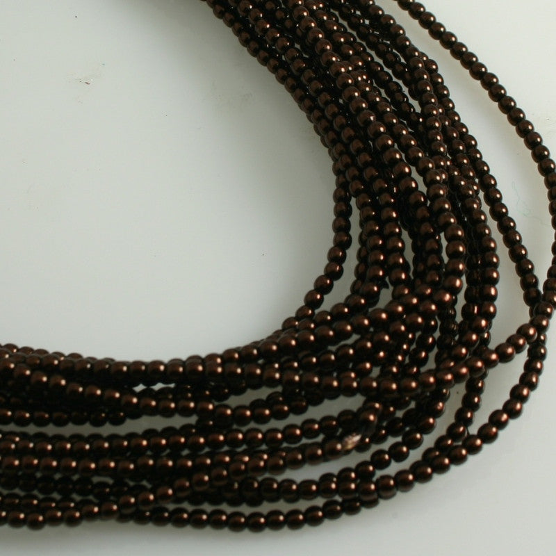 2mm Czech Pearl Dk Sienna 150 pcs - Beads Gone Wild
